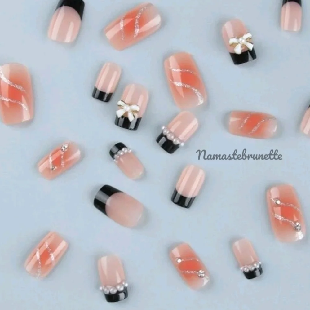 2/$16 Bow Rhinestone Press On Nails